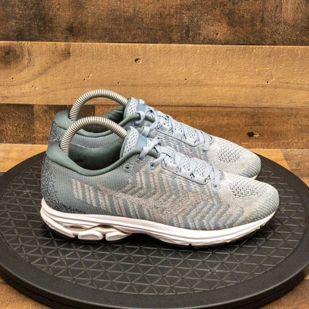 MIZUNO WAVE RIDER WAVE KNIT WOMENS ATHLETIC SHOES RUNNING GYM BLUE LOW SIZE 7.5